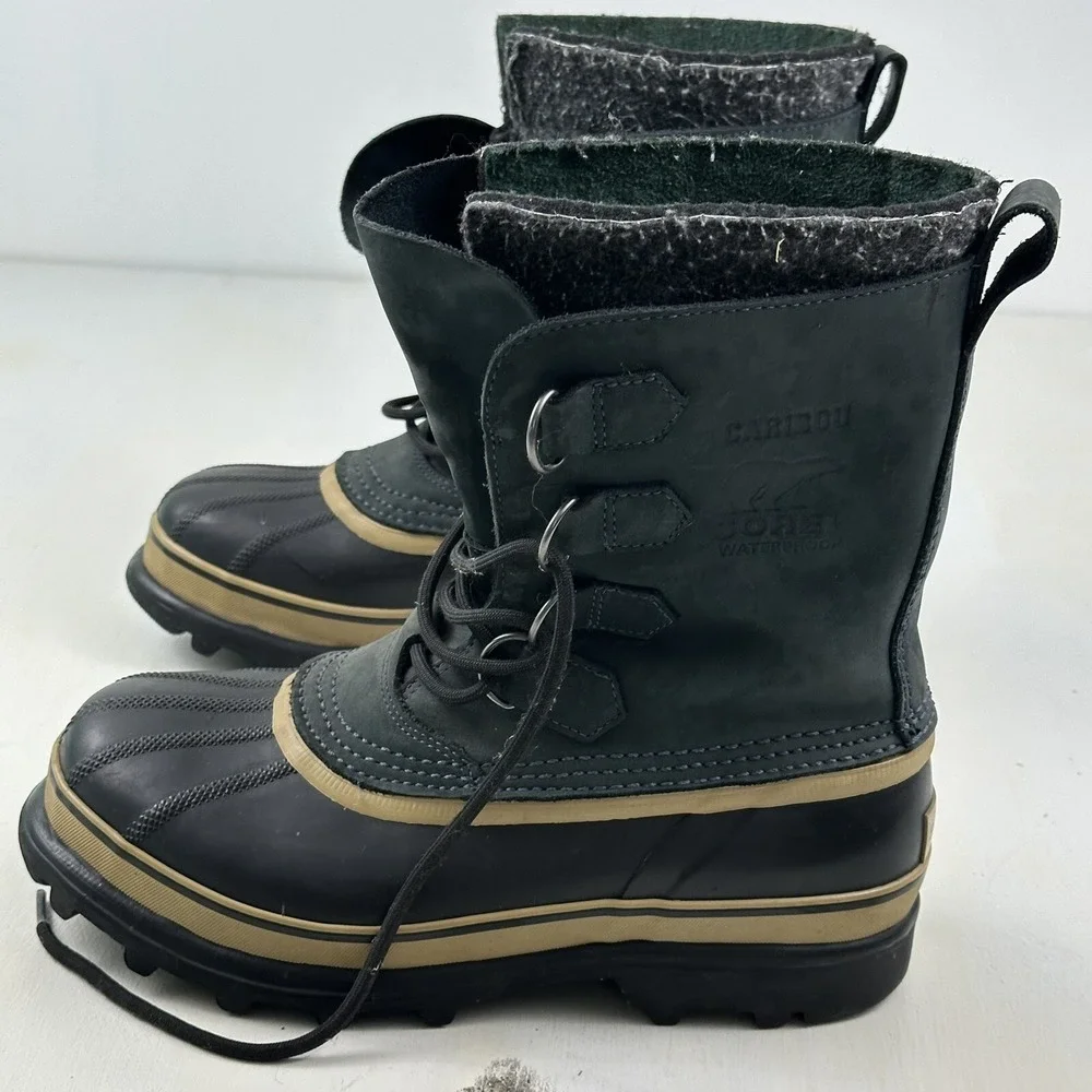 Sorel Caribou Lined Snow Boots Men's 7‎ Winter Waterproof Leather Rubber Blue